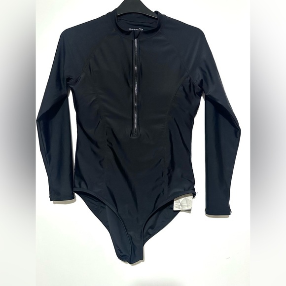 NWT Baleaf Flyleaf 1/2 Zip Long Sleeve BlackSwimsuit UV Block Large - Picture 2 of 5